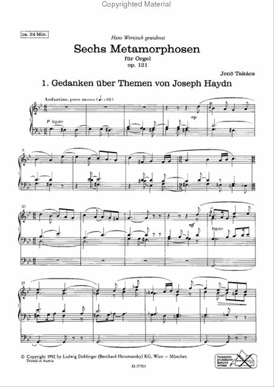 6 Metamorphosen op. 121 Organ scores gallery preview page 2