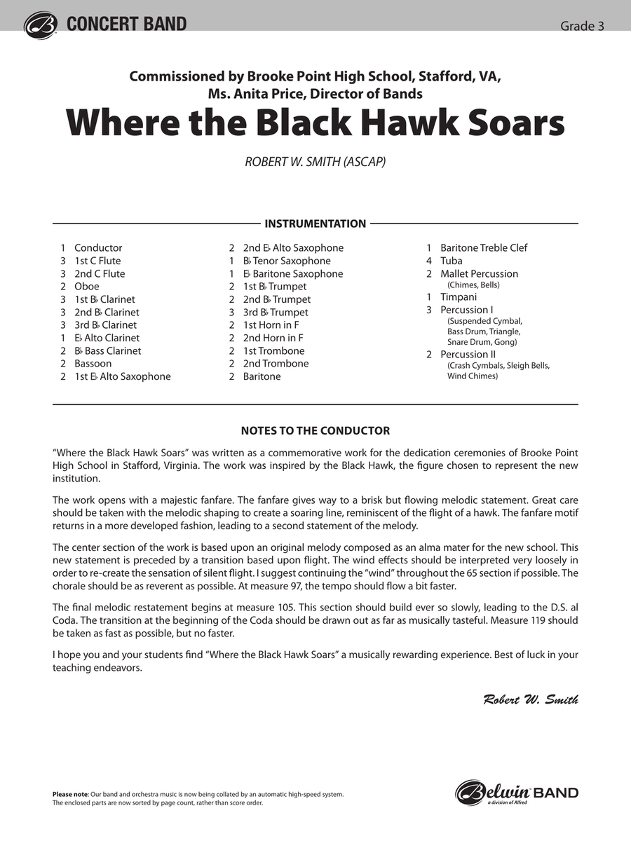 Where the Black Hawk Soars: Score