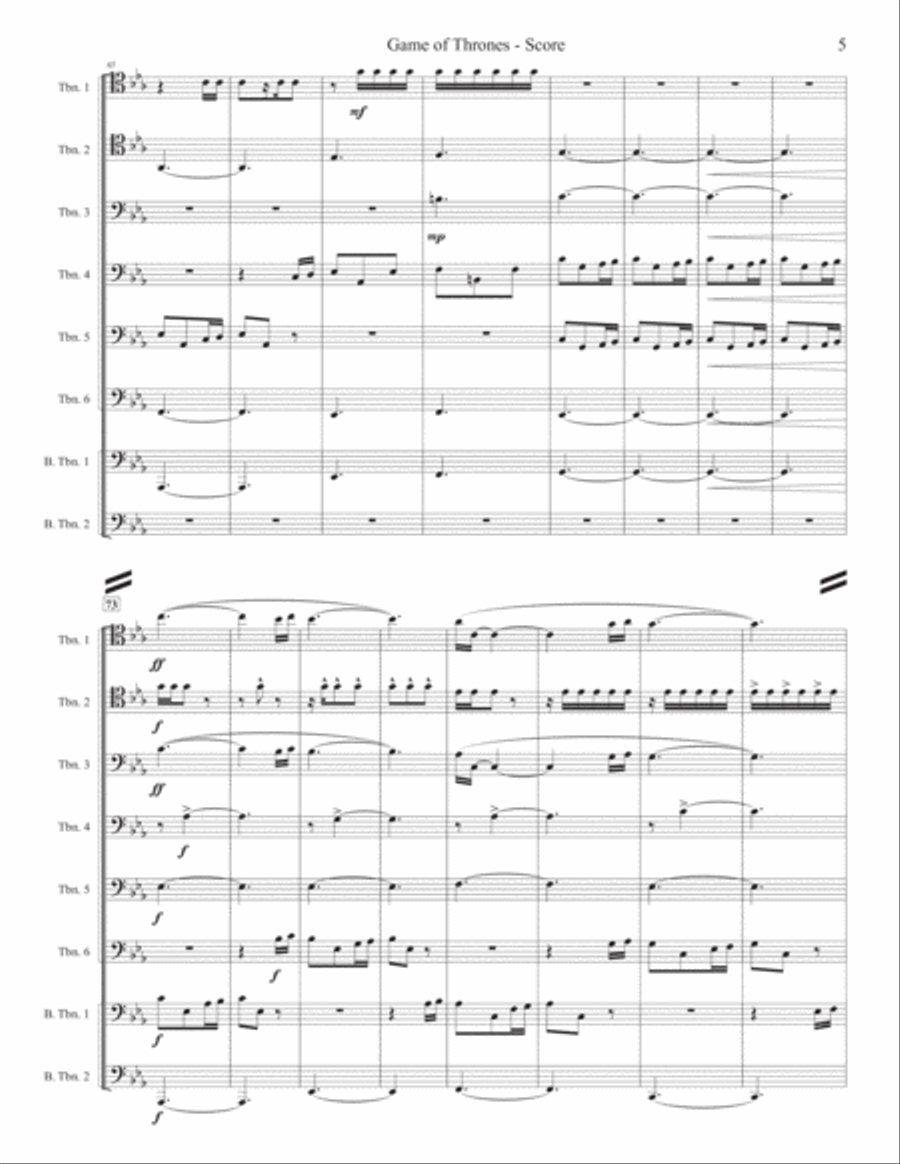 Game Of Thrones Brass Ensemble scores gallery preview page 5