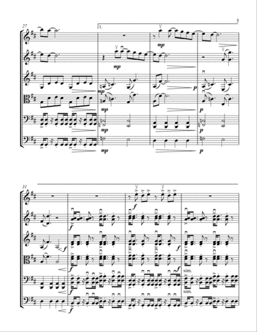 Sunday Bloody Sunday Sunday Bloody Sunday String Quartet scores gallery preview page 5