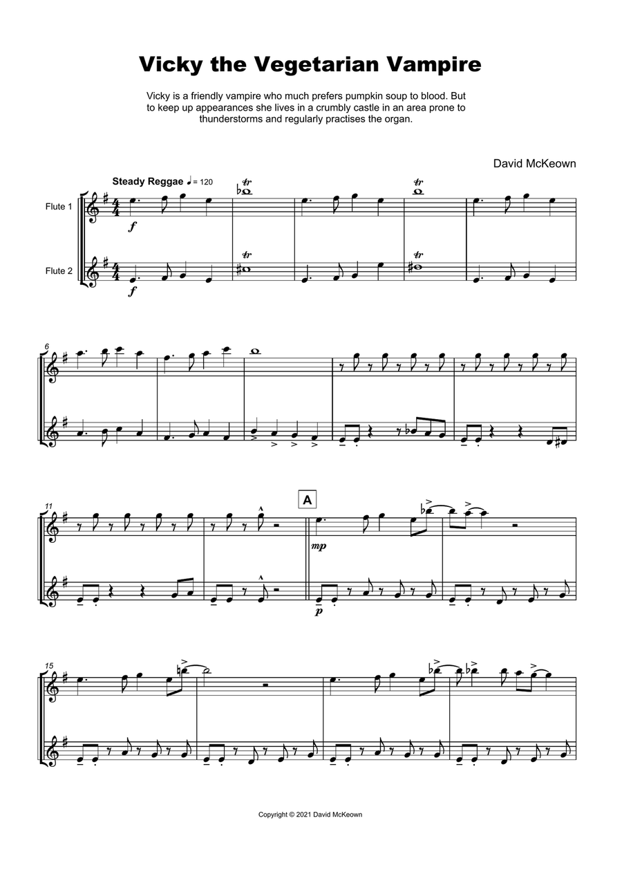 Vicky the Vegetarian Vampire, Halloween Duet for Flute by David McKeown Flute Duet - Digital Sheet Music page 2