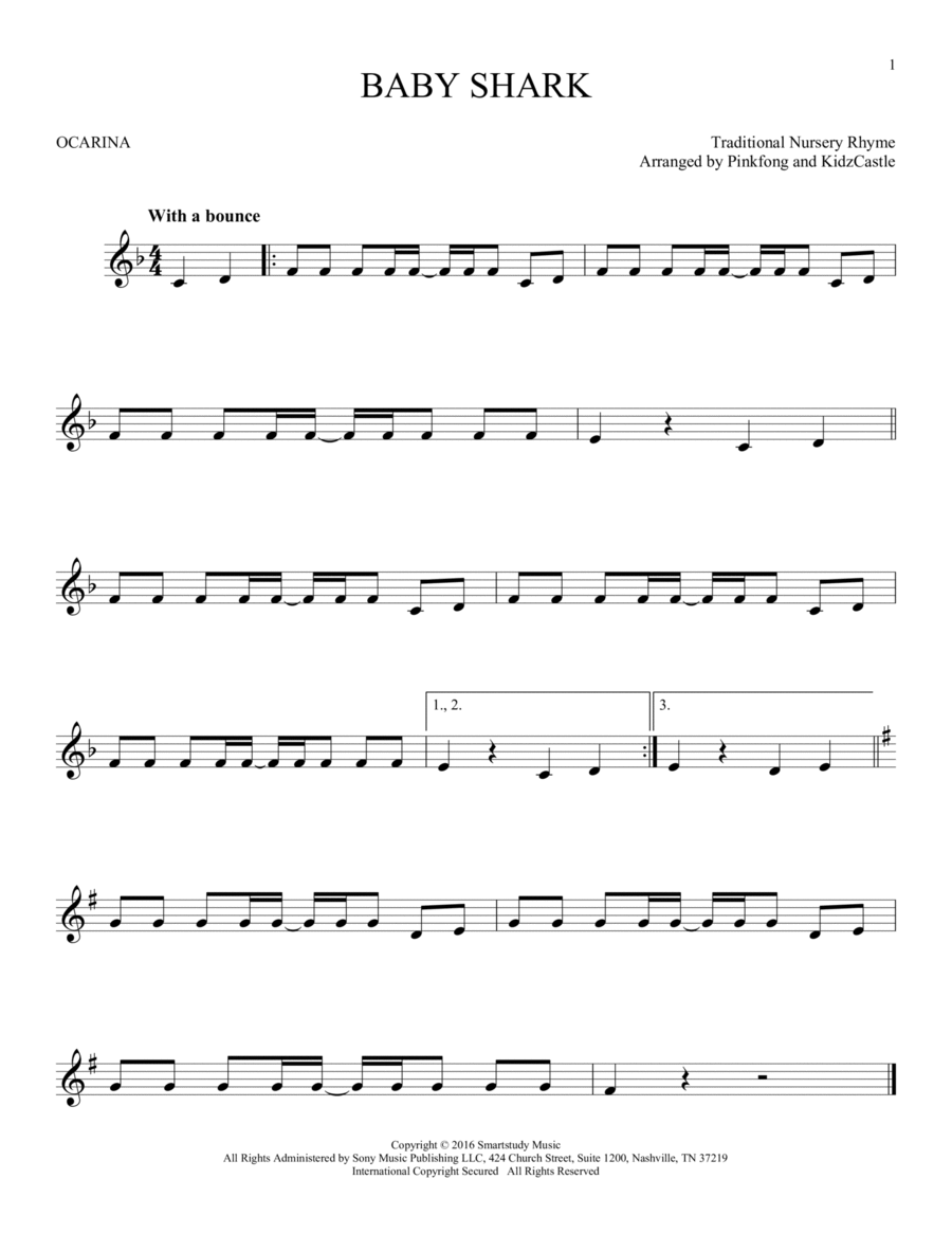 Baby Shark ocarina scores gallery preview page 1