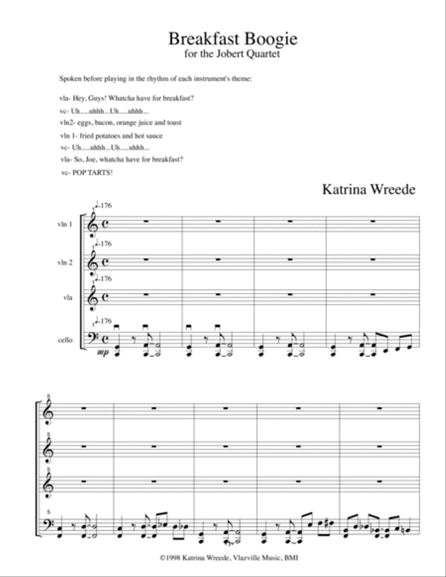 Breakfast Boogie String Quartet scores gallery preview page 2