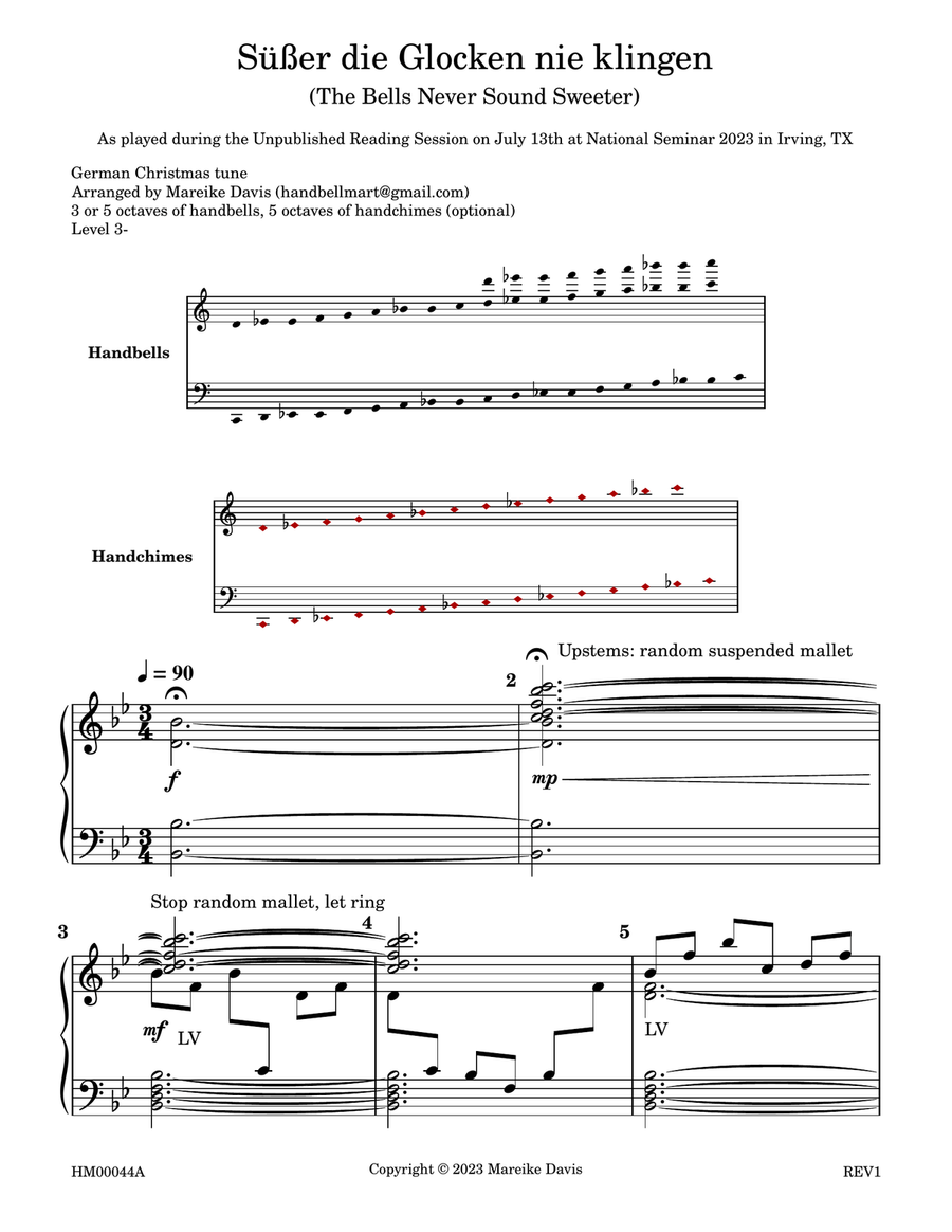 Süßer die Glocken nie klingen Handbell Choir scores gallery preview page 1