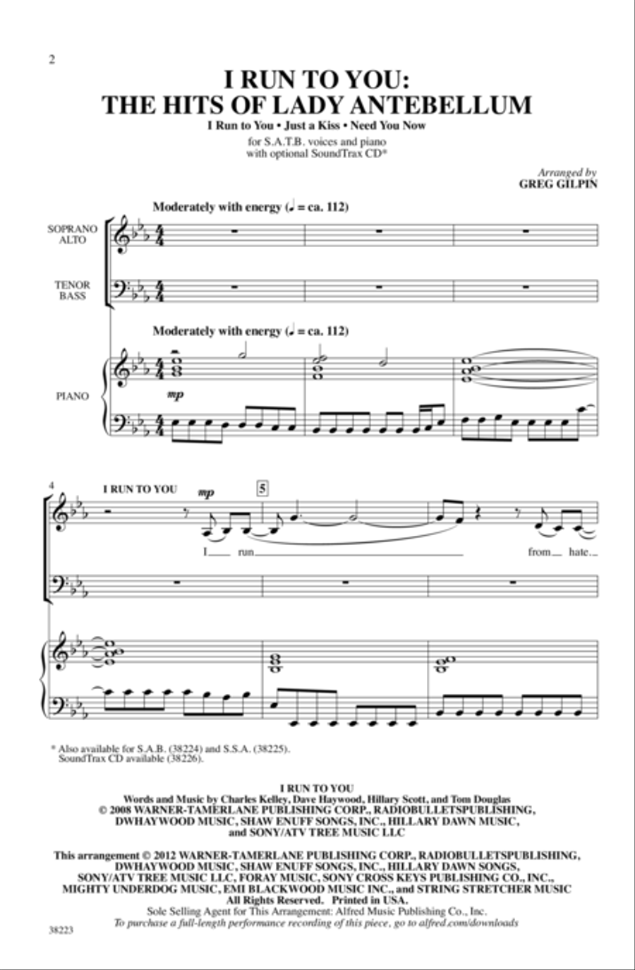 I Run to You: The Hits of Lady Antebellum - SoundTrax CD (CD only) Choir scores gallery preview page 2