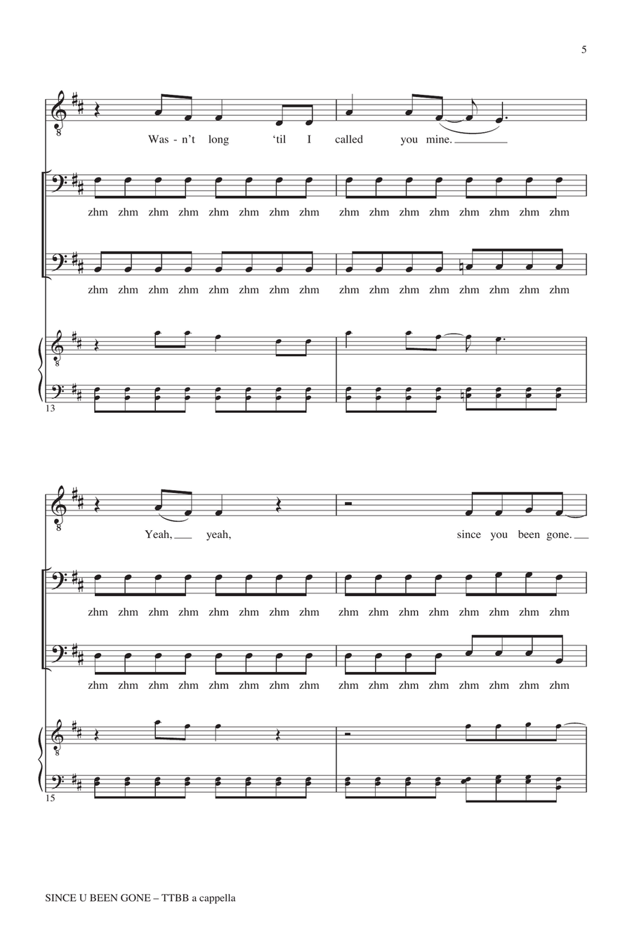 Since U Been Gone (as performed in Pitch Perfect) (arr. Deke Sharon) TTBB scores gallery preview page 4