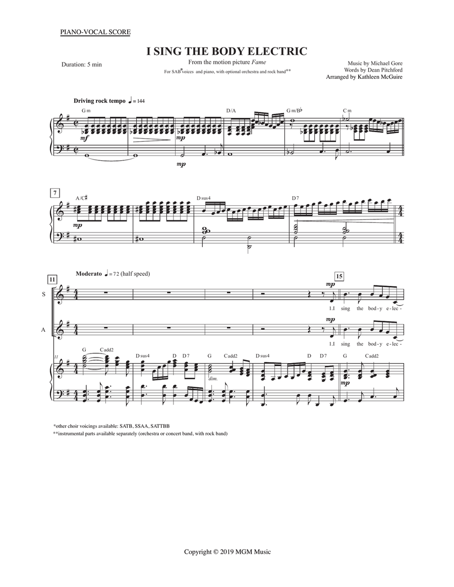 I Sing The Body Electric 3-Part scores gallery preview page 1