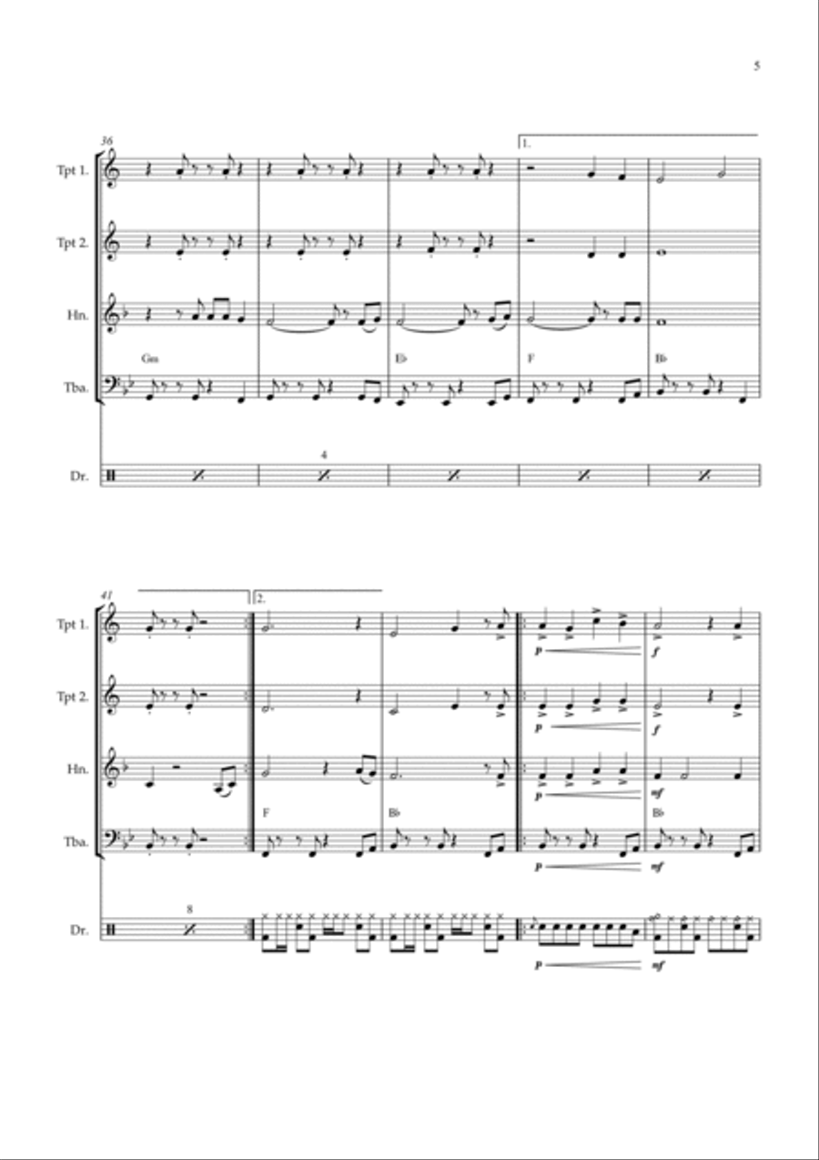 Stand By Me Brass Quartet scores gallery preview page 5