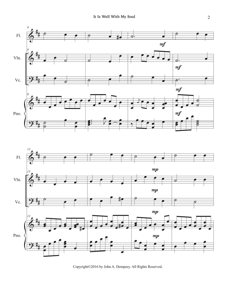 It Is Well With My Soul (Quartet for Flute, Violin, Cello and Piano) Small Ensemble scores gallery preview page 6