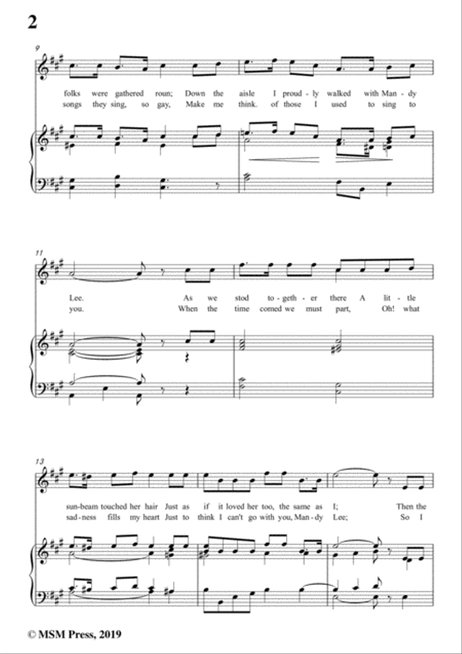 Thurland Chattaway-Mandy Lee,in A Major,for Voice and Piano Voice Solo scores gallery preview page 4