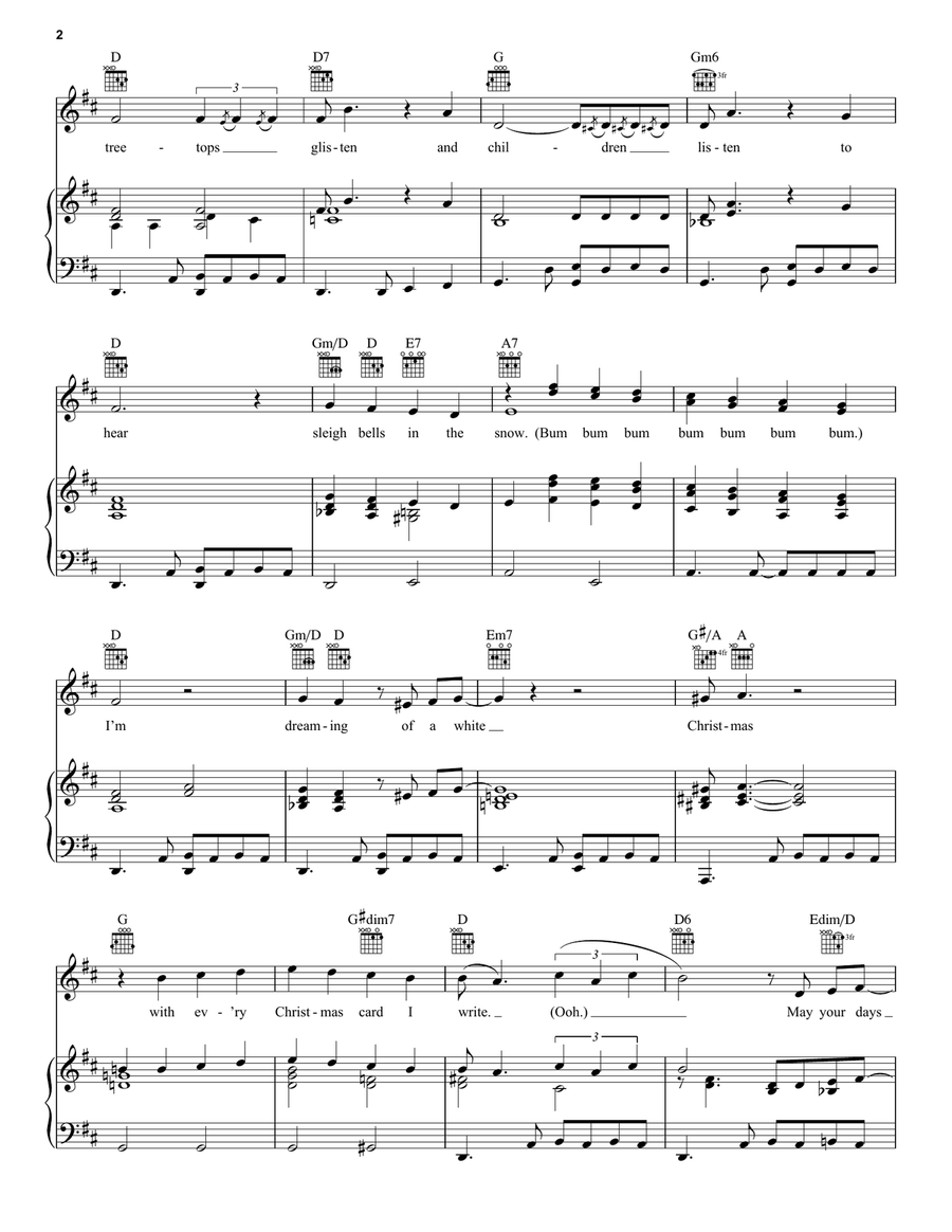 White Christmas Piano, Vocal, Guitar scores gallery preview page 2