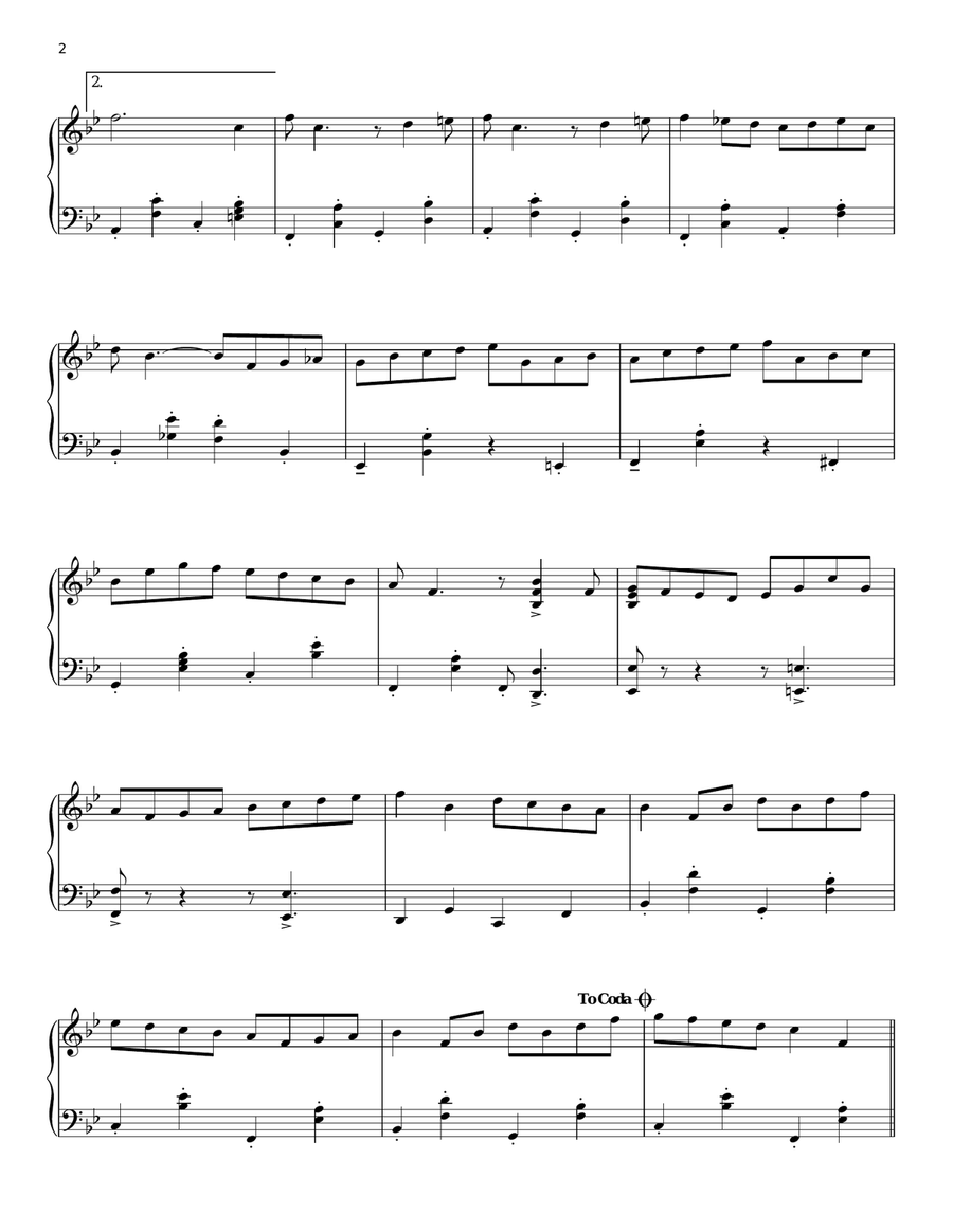 March In D Major [Jazz version] Piano Solo scores gallery preview page 2