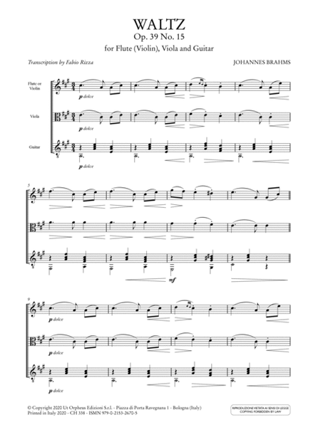 Waltz Op. 39 No. 15 for Flute (Violin), Viola and Guitar