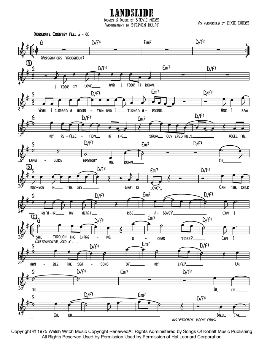 Landslide Piano, Vocal scores gallery preview page 2