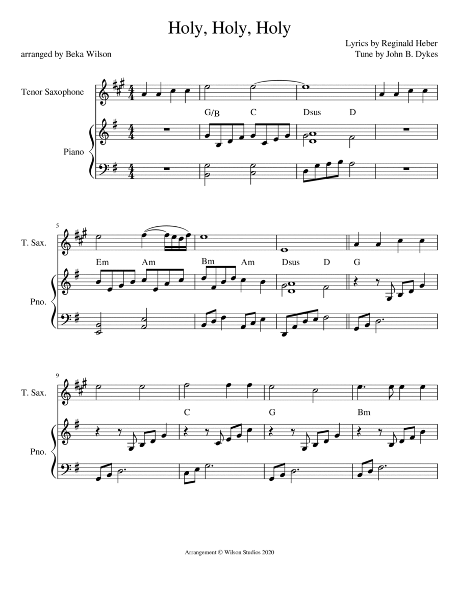 Holy, Holy, Holy--tenor sax solo