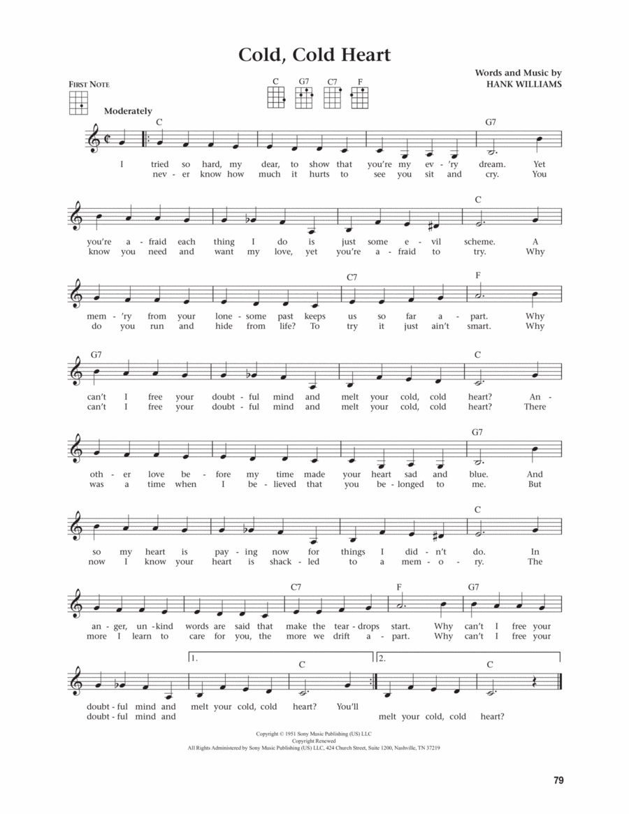 Cold, Cold Heart (from The Daily Ukulele) (arr. Jim Beloff) Ukulele scores gallery preview page 1