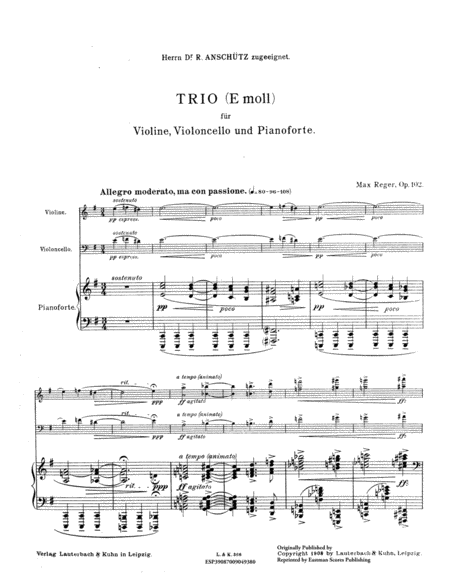 Trio, fur Violine, Violoncello und Klavier, Opus 102