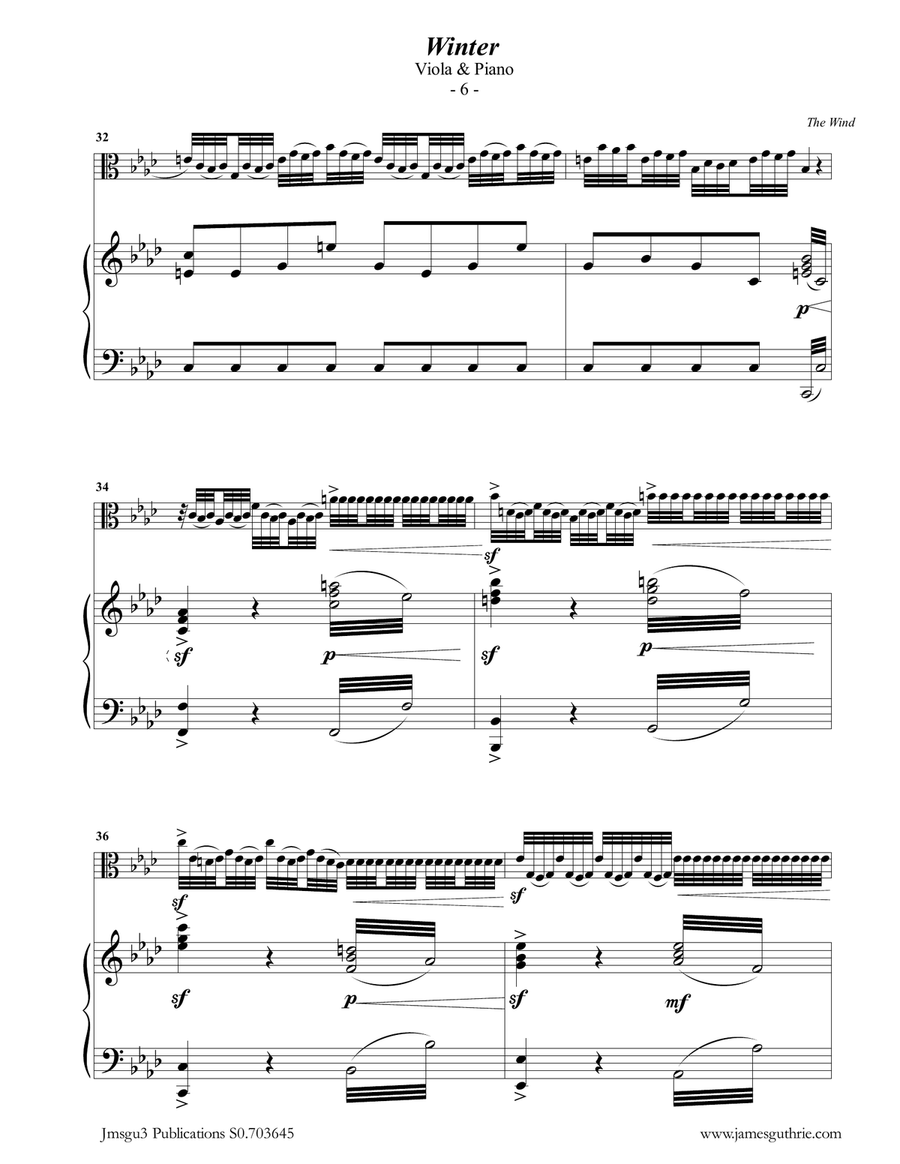 Vivaldi: Winter from the Four Seasons for Viola & Piano Viola scores gallery preview page 6