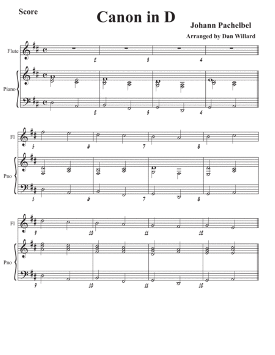 Pachelbel Canon in D Flute Solo scores gallery preview page 1