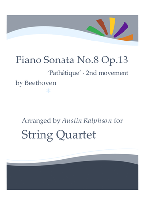 Book cover for Sonata No.8 "Pathetique", 2nd movement (Beethoven) - string quartet