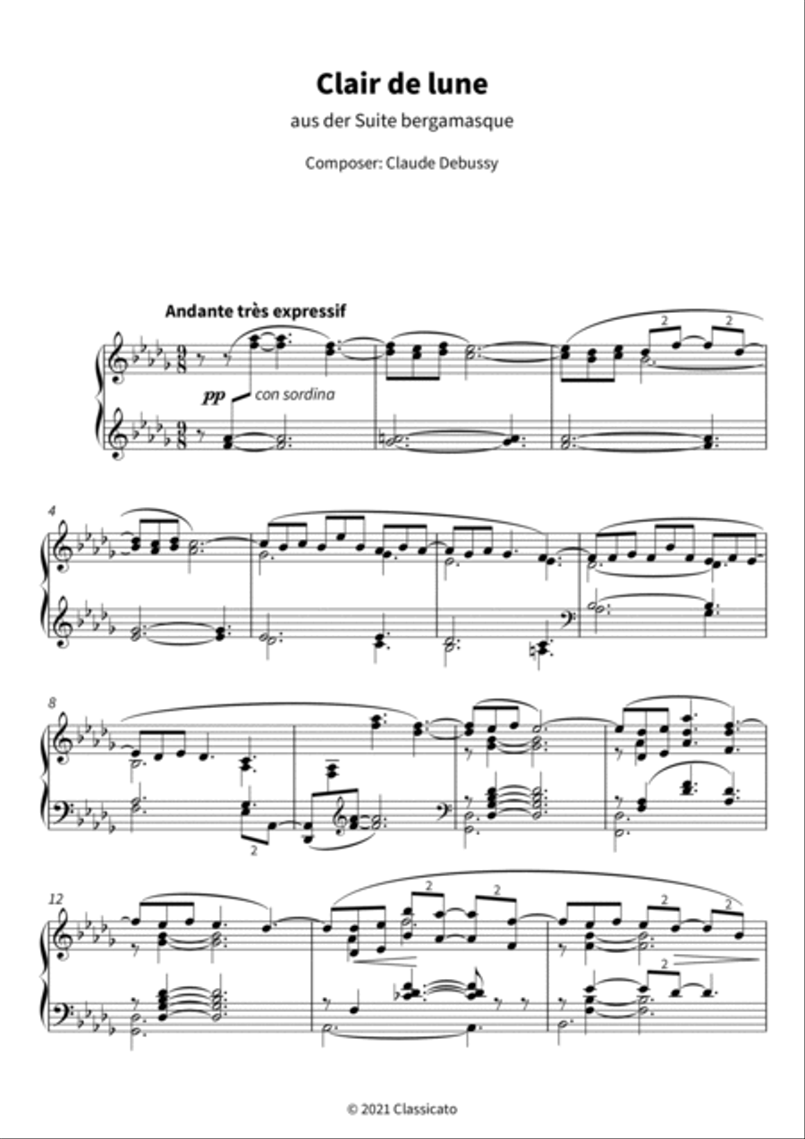 Clair de lune Clair de lune Piano scores gallery preview page 3