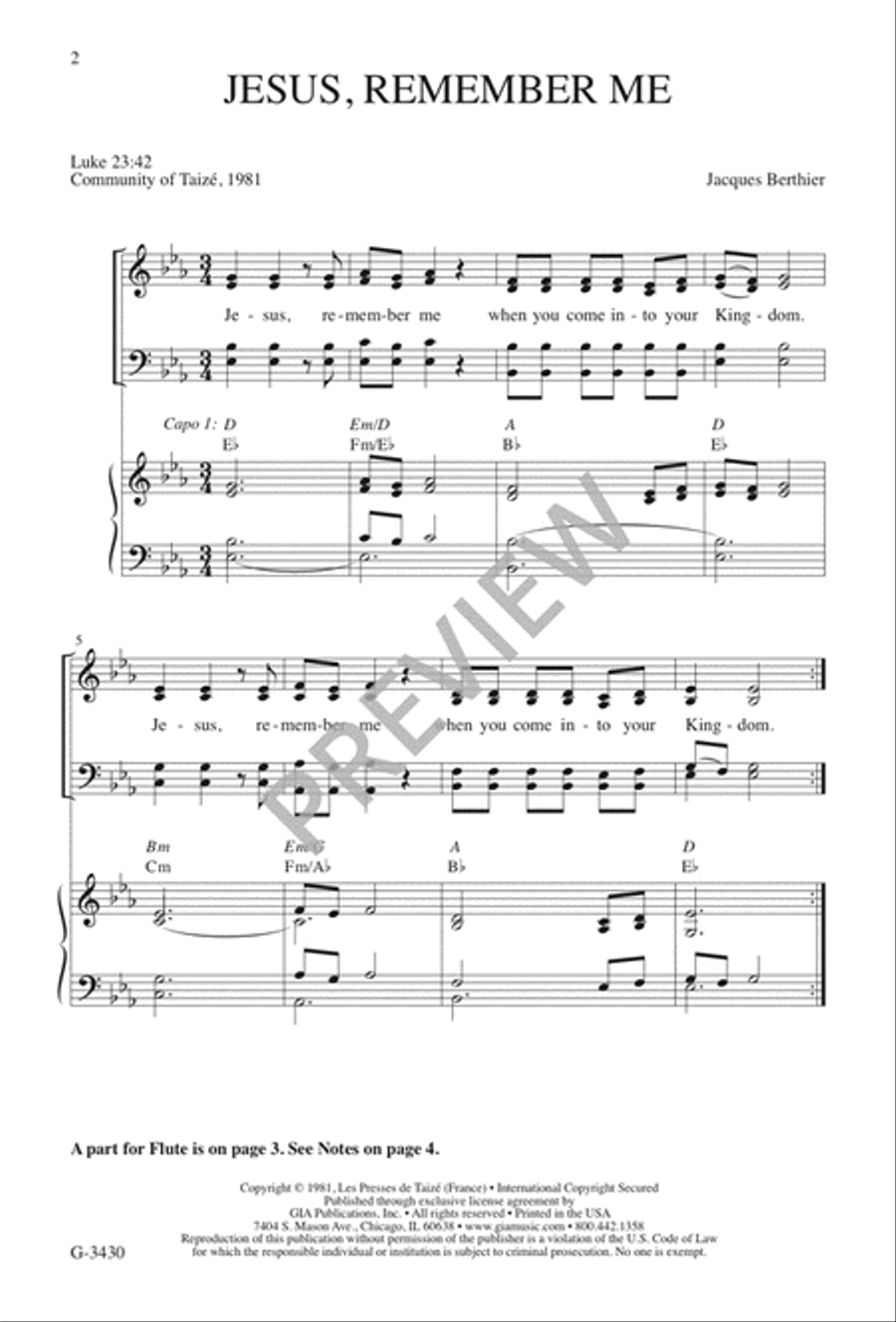 Jesus, Remember Me 4-Part scores gallery preview page 3