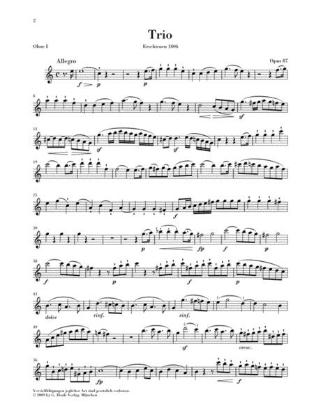 Trio in C Major, Op. 87/Variations in C Major, WoO 28 by Ludwig van Beethoven English Horn - Sheet Music