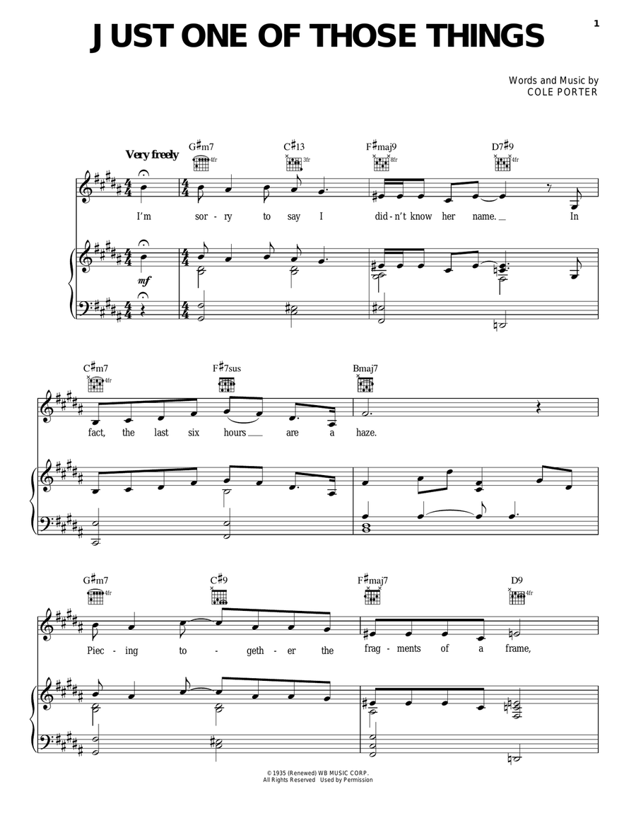 Just One Of Those Things Piano, Vocal, Guitar scores gallery preview page 1