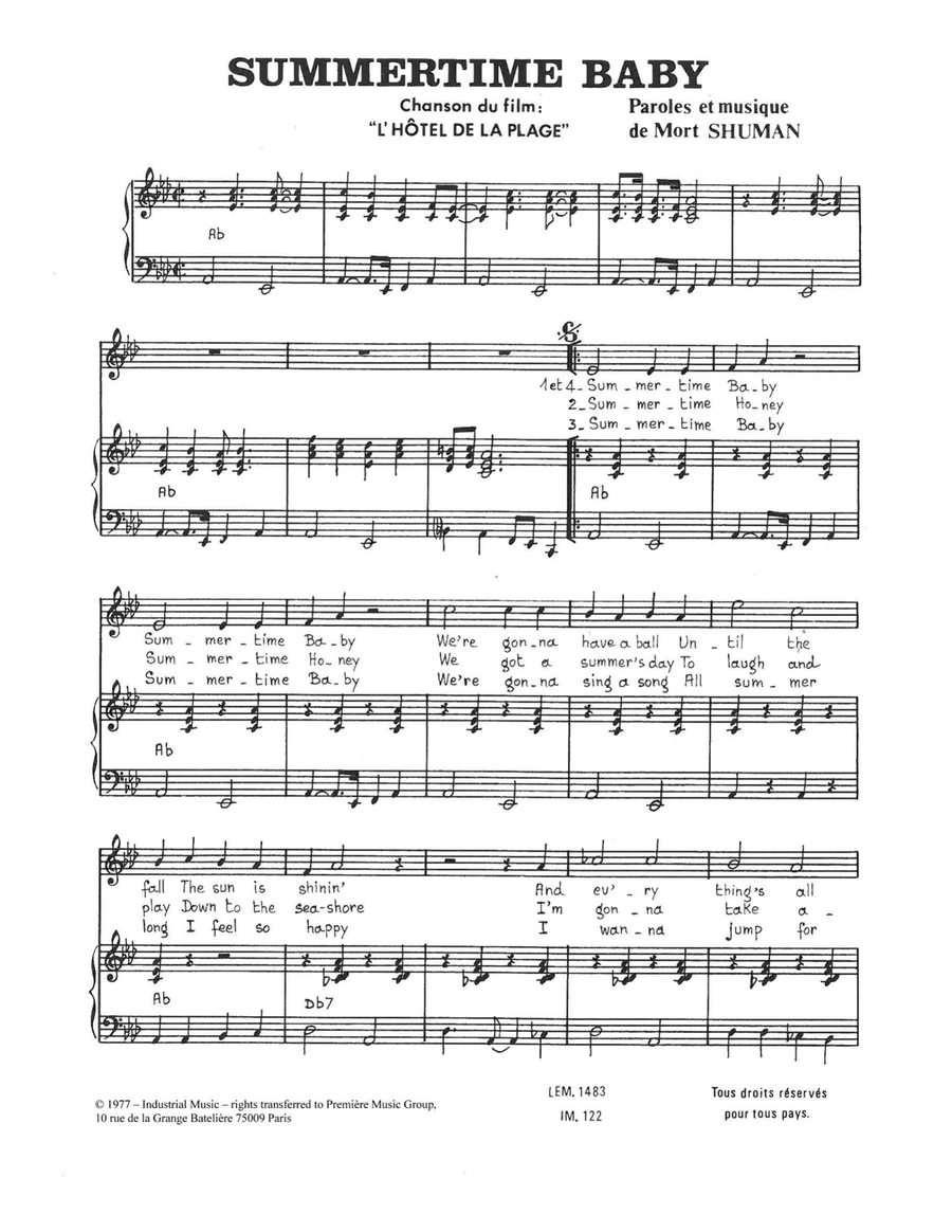 Summertime Baby Piano, Vocal scores gallery preview page 1