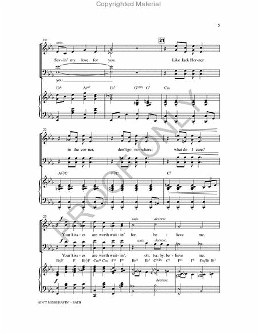 Ain't Misbehavin' 4-Part scores gallery preview page 4