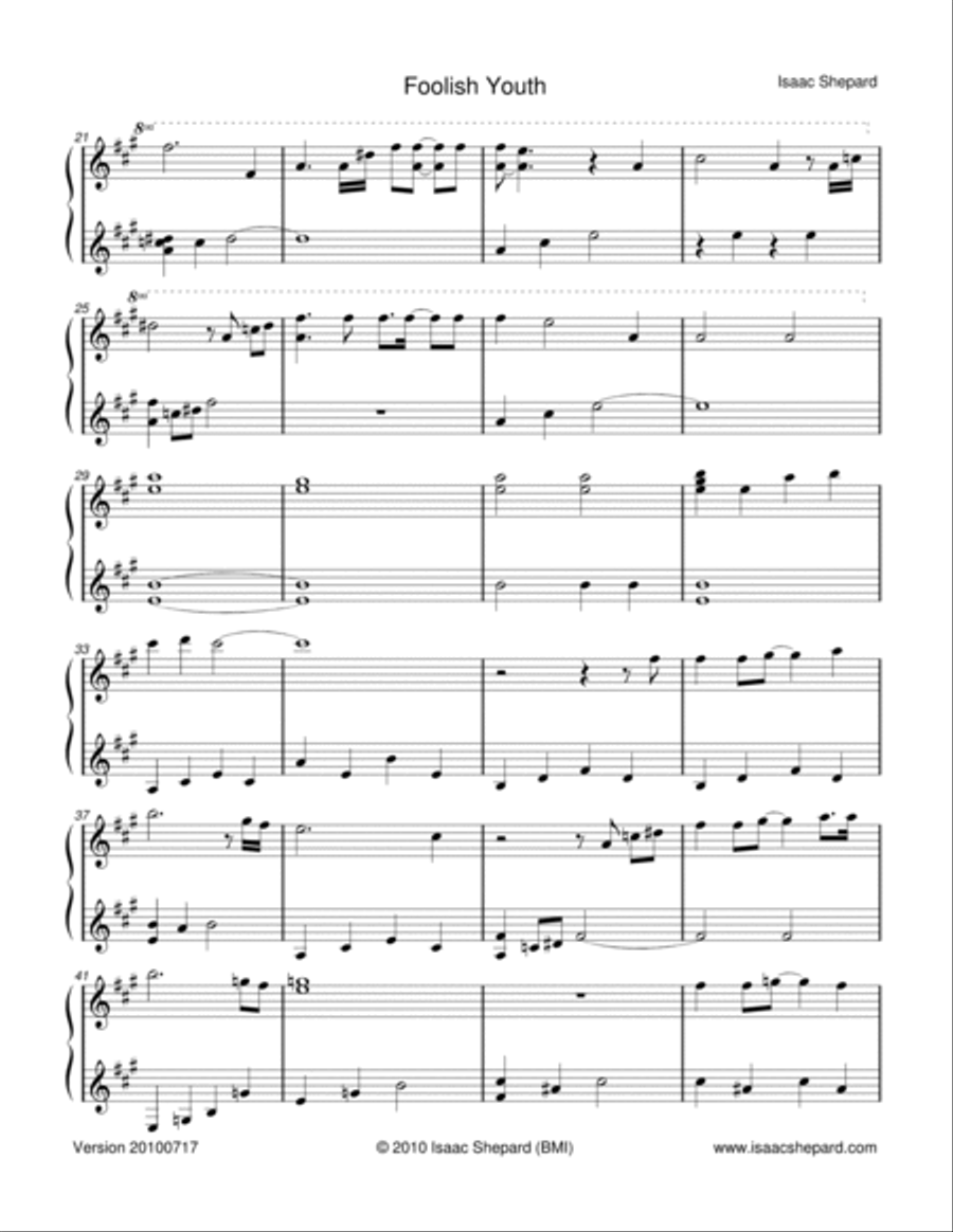 Foolish Youth Piano Solo scores gallery preview page 2