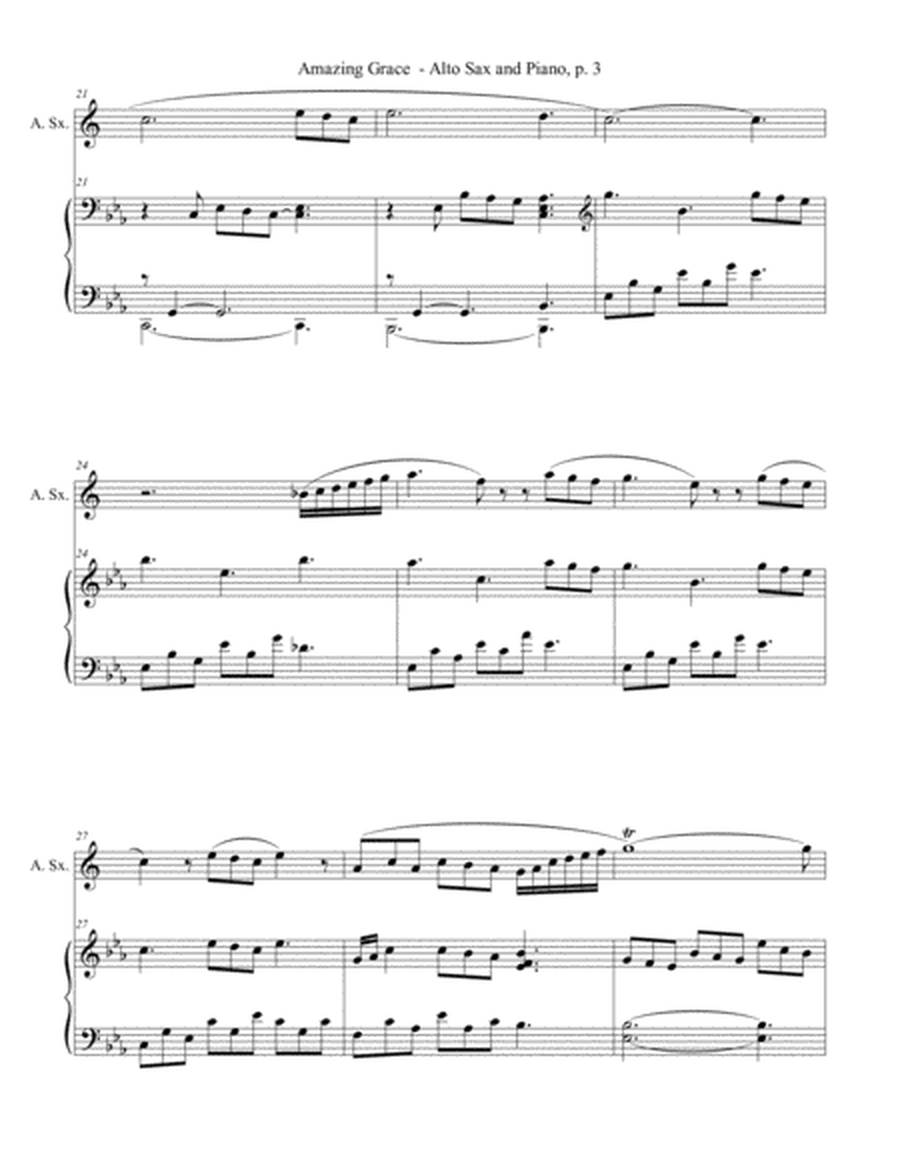 AMAZING GRACE Hymn Sonata (for Alto Sax and Piano with Score/Part) image number null