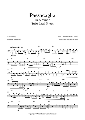 Passacaglia - Easy Tuba Lead Sheet in Am Minor (Johan Halvorsen's Version)
