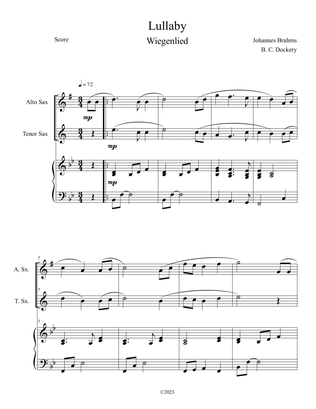 Brahms's Lullaby (Alto and Tenor Sax Duet with Piano Accompaniment)