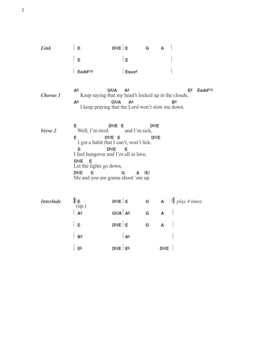 Lord Don't Slow Me Down Easy Guitar scores gallery preview page 2