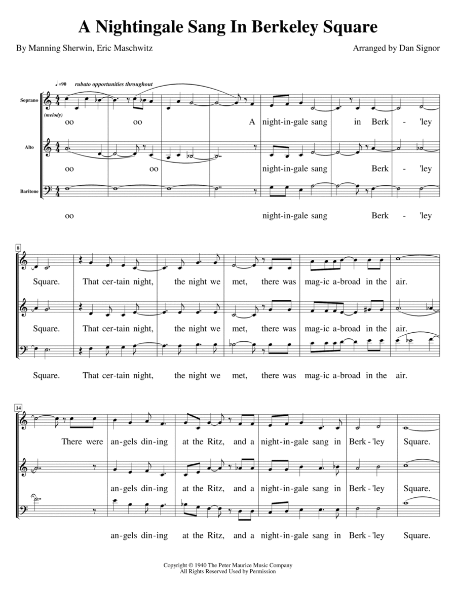 A Nightingale Sang In Berkeley Square 3-Part scores gallery preview page 1