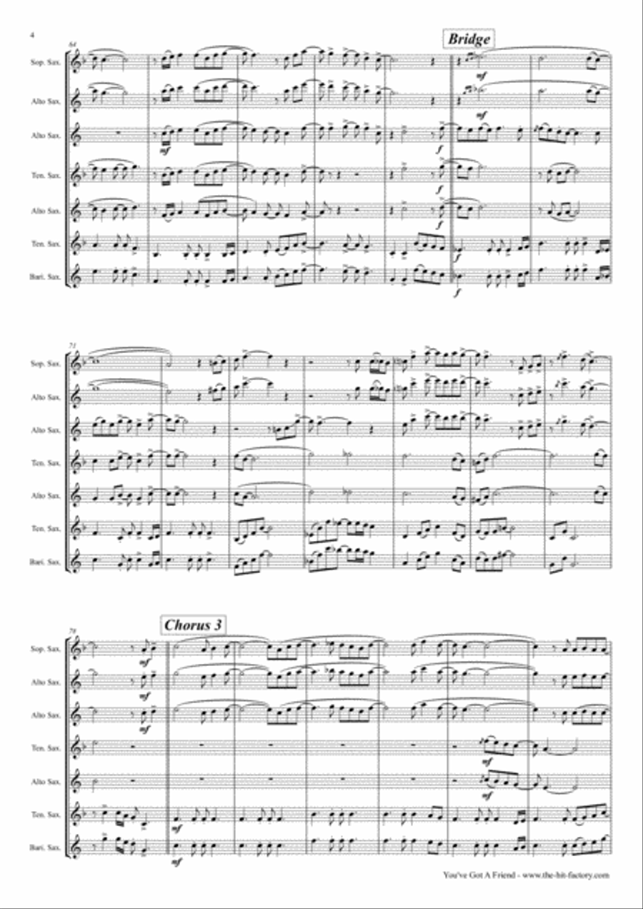 You've Got A Friend Woodwind Quartet scores gallery preview page 4
