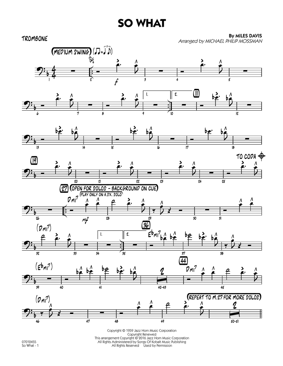 So What - Trombone Jazz Ensemble scores gallery preview page 1