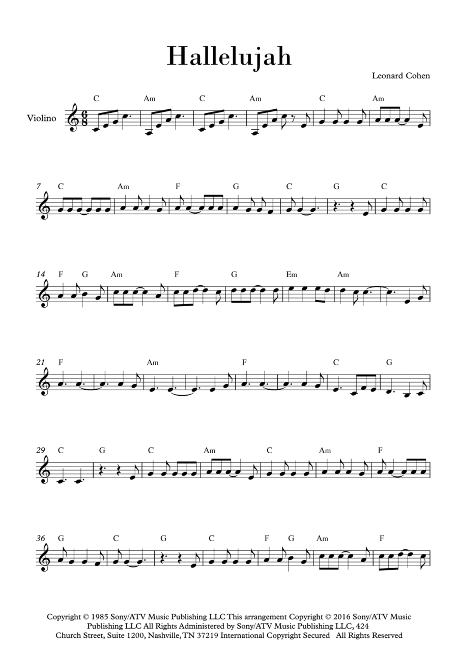 Hallelujah Hallelujah Violin Solo scores gallery preview page 1