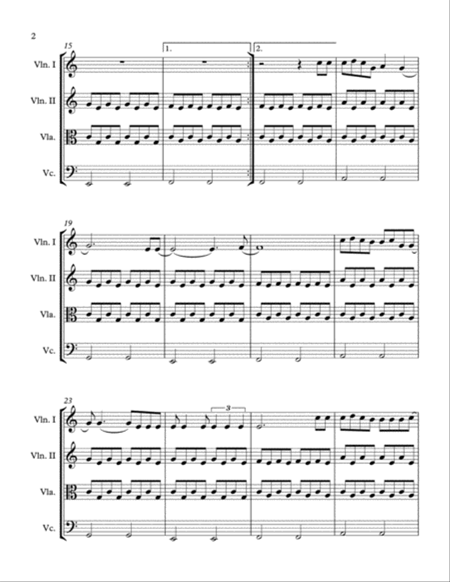 Hometown Glory String Quartet scores gallery preview page 2