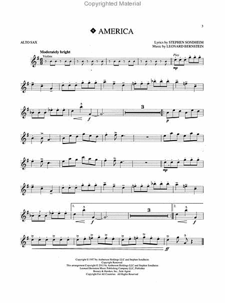 West Side Story for Alto Sax