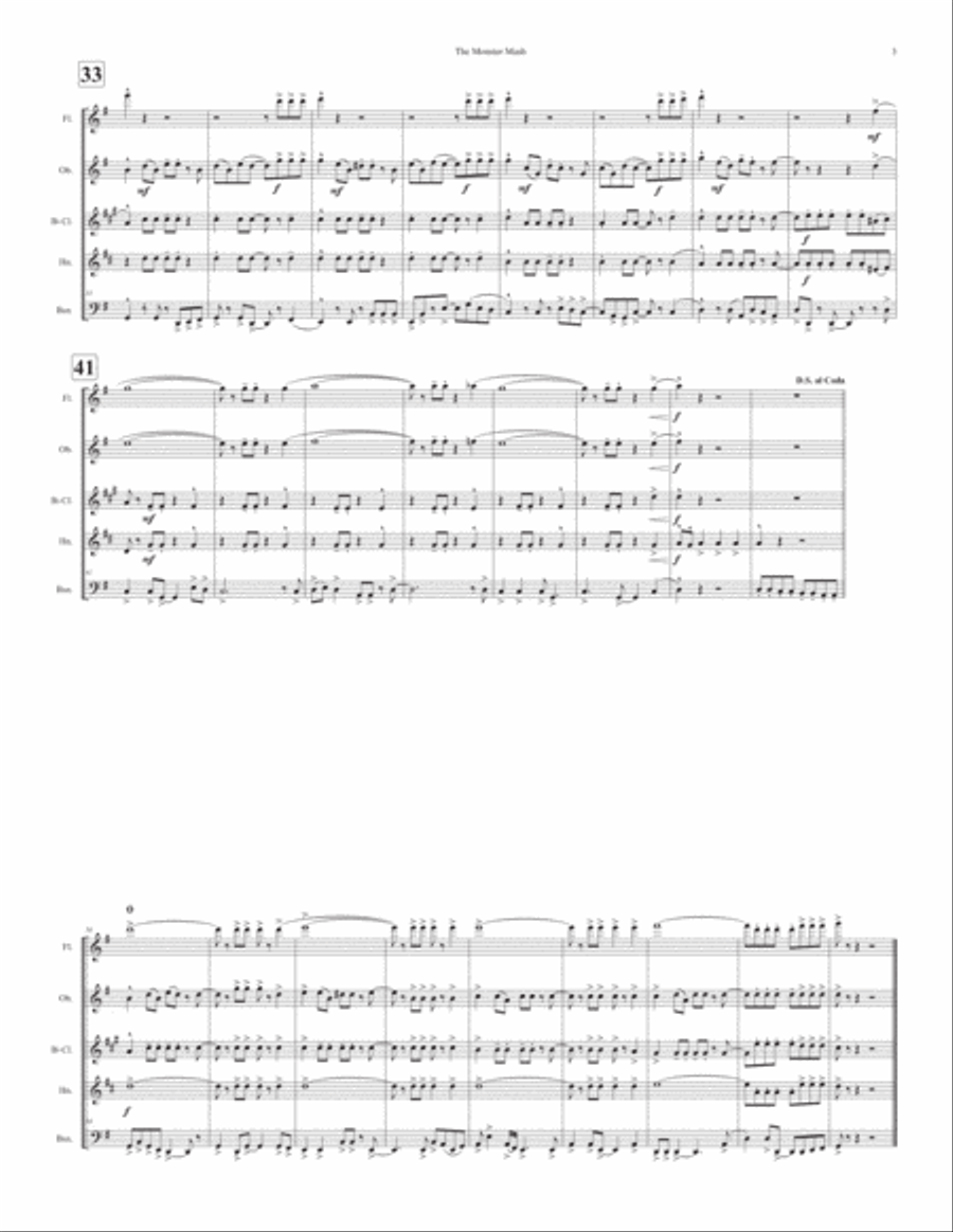 Monster Mash Monster Mash Woodwind Quintet scores gallery preview page 3