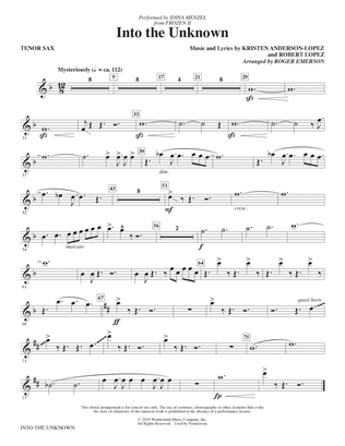 Book cover for Into The Unknown (from Disney's Frozen 2) (arr. Roger Emerson) - Tenor Saxophone