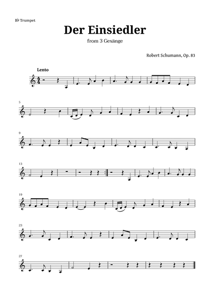 Der Einsiedler by Schumann for Trumpet image number null
