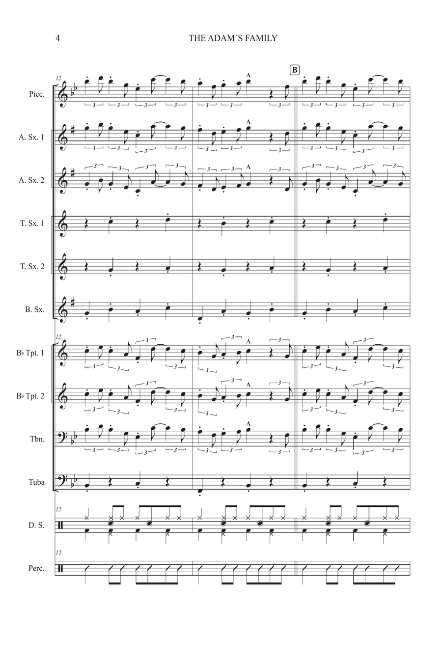 Addams Family Theme Large Ensemble scores gallery preview page 4