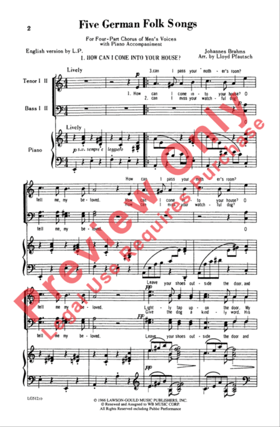 Five German Folk Songs Men's Choir scores gallery preview page 2