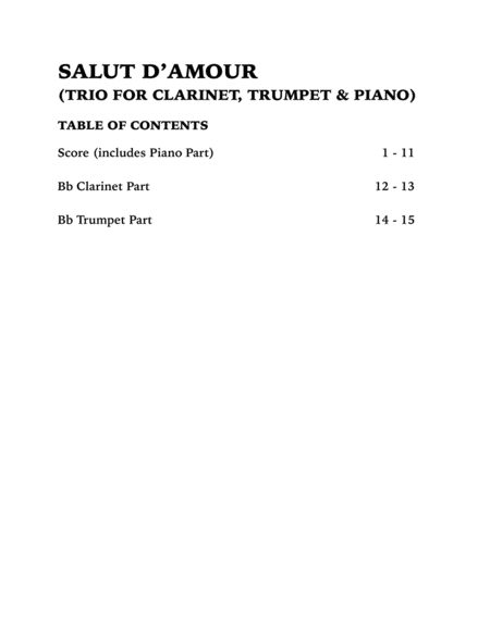 Salut d'Amour (Love's Greeting): Trio for Clarinet, Trumpet and Piano image number null