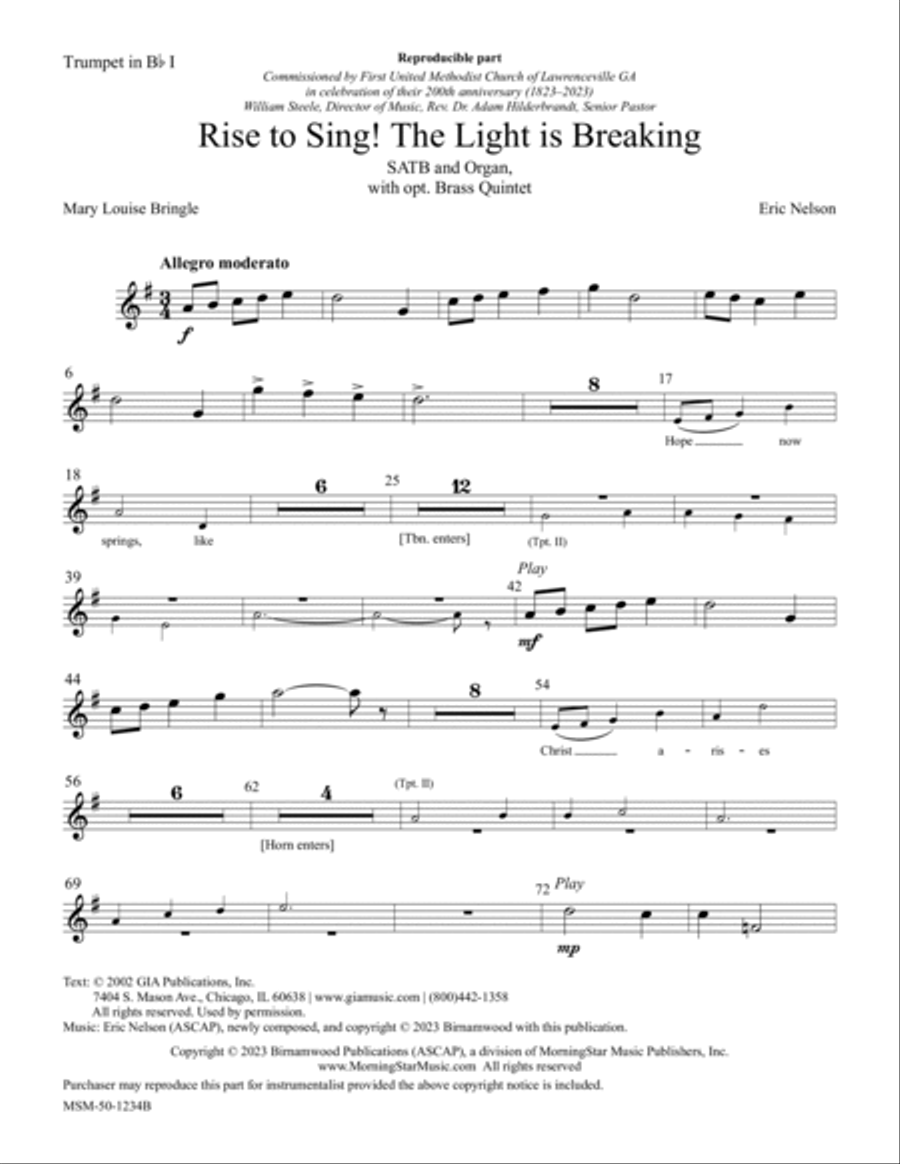 Rise to Sing! The Light is Breaking Choir scores gallery preview page 2