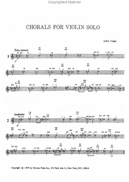 Chorals for Violin Solo