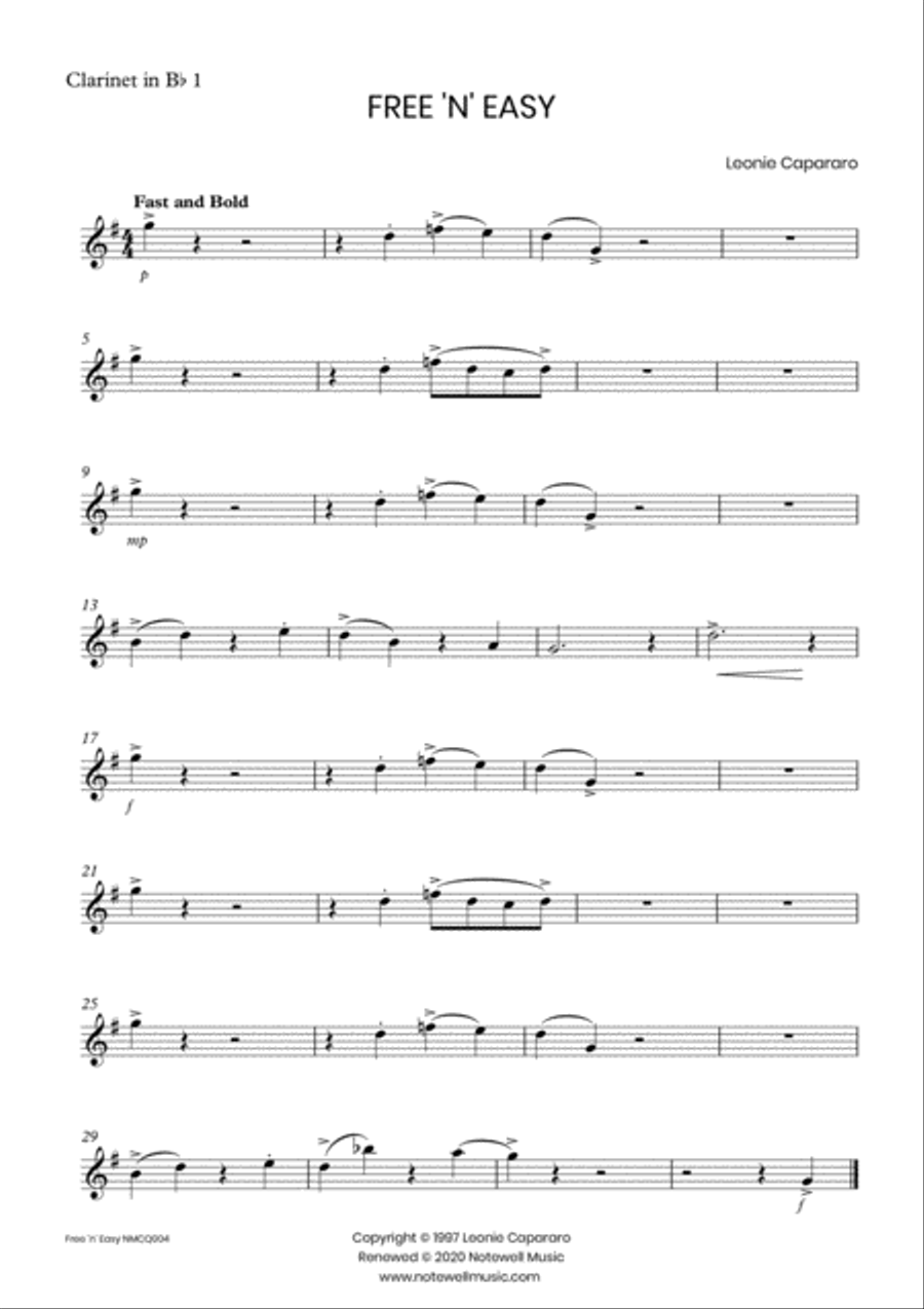Free 'n' Easy (Clarinet quartet) Clarinet Quartet scores gallery preview page 4